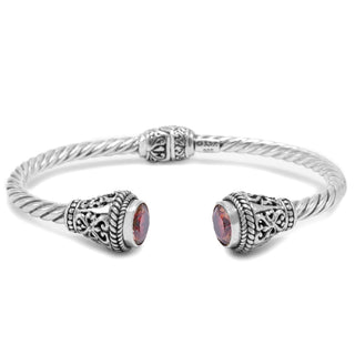Sterling Silver Janyl Adair Red Velvet Mystic Moissanite Oval Tip - To - Tip Cable Bracelet With Retention Hinge™ - Last Chance - only found at SARDA™