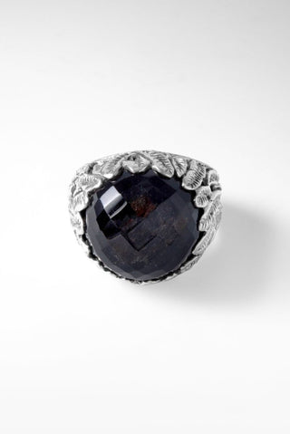 Sterling Silver Leaves Golden Sheen Obsidian Ring™ - Statement - SARDA™