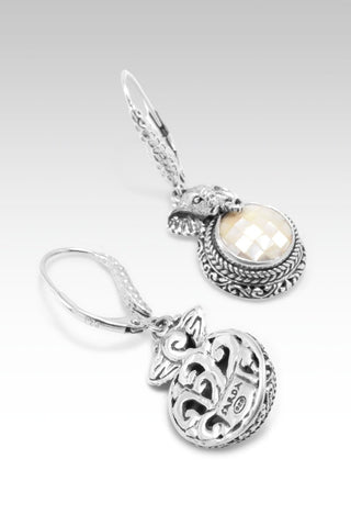 STERLING SILVER TREE OF LIFE & ELEPHANT WHITE Mother Of Pearl MOSAIC DANGLE EARRINGS WITH FRENCH WIRE™ - Lever Back - SARDA™