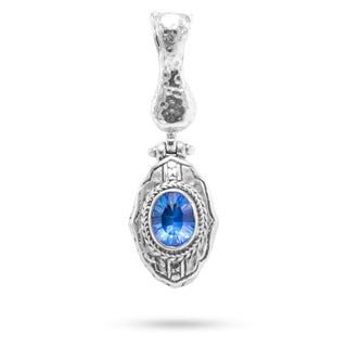 STERLING SILVER WATERMARK & HAMMERED ROYAL BALI BLUE™ MYSTIC TOPAZ PENDANT WITH MAGNETIC ENHANCER BAIL™ - Magnetic Enhancer Bail - SARDA™