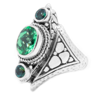 Sterling Silver Watermark Lab Created Green Sapphire & Bali Hai™ Mystic Topaz Dinner Ring™ - Last Chance - only found at SARDA™