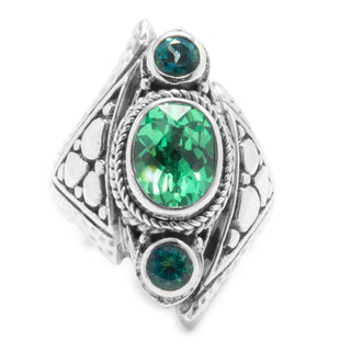Sterling Silver Watermark Lab Created Green Sapphire & Bali Hai™ Mystic Topaz Dinner Ring™ - Last Chance - only found at SARDA™