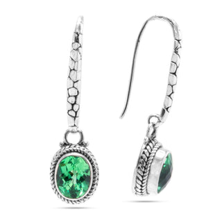 Sterling Silver Watermark Lab Created Green Sapphire Dangle Earrings With Bali Wires™ - Last Chance - only found at SARDA™