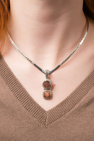 Story To Tell Pendant™ in Galaxy Quartz & Rainbow Latte Sunstone - Multi Stone - only found at SARDA™