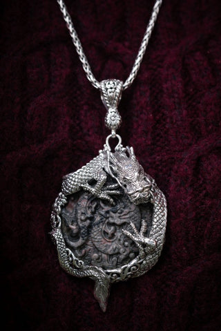 Tame The Dragon Within Pendant™ in Crinoidal Fossil Carved Dragon - Statement - only found at SARDA™