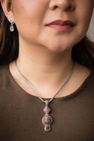 Time To Renew Pendant™ Leopard Skin Jasper, Madeira Citrine & Peach Sunstone - Multi Stone - only found at SARDA™