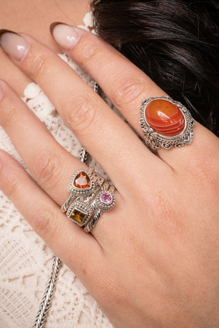 U R SO Much Bigger Ring Set of 5™ in Autumns Fire™ Mystic Topaz, Citrine & Bali Sunrise™ Mystic Topaz - Stackable - only found at SARDA™