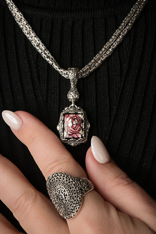 Unchanging Love Pendant™ in Mosaic Mother Of Pearl Roses - Single Stone - only found at SARDA™