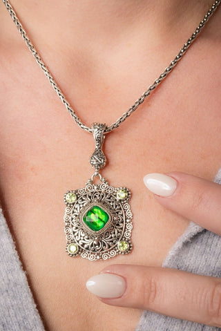 Unconditional Grace Pendant™ in Emerald Green Abalone & Peridot - Multi Stone - only found at SARDA™