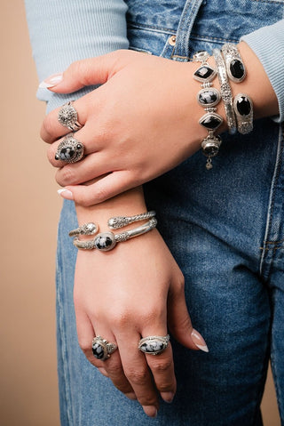 UR Good Plans Bracelet™ in Snowflake Obsidian, Black Spinel & Odyssey Black Knight™ Mystic Quartz - Multi Stone - only found at SARDA™