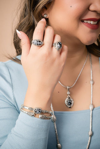 UR Good Plans Ring™ in Snowflake Obsidian - Dinner - only found at SARDA™