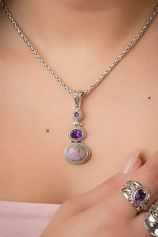 UR Peace Pendant™ in Stichtite, Amethyst & English TeaRose™ Mystic Topaz - Multi Stone - only found at SARDA™