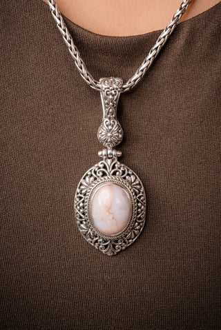 UR Promise Held True Pendant™ in Flower Agate with Chalcedony - Single Stone - only found at SARDA™