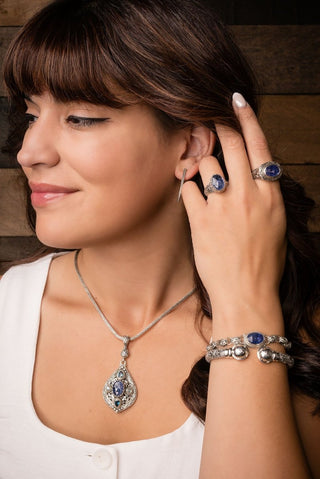 UR Still Here Pendant™ in Tanzanite, London Blue Topaz & Rainbow Moonstone - Multi Stone - only found at SARDA™