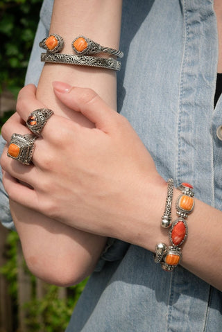 Watch What He Can Do Bracelet™ in Red Spiny Oyster & Orange Spiny Oyster - Multi Stone - only found at SARDA™