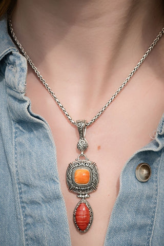Watch What He Can Do Pendant™ in Red Spiny Oyster & Orange Spiny Oyster - Multi Stone - only found at SARDA™
