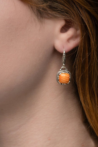 Watch What He Can Earrings™ in Orange Spiny Oyster - Bali Wire - only found at SARDA™