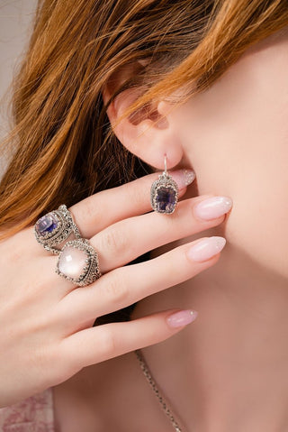 Workin' 4 UR Good Always Earrings™ in Lilac Rose De France™ Mystic Quartz - Sarda Safety Latch - only found at SARDA™