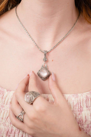 Workin' 4 UR Good Always Pendant™ in Rose Quartz Pink Mother of Pearl - Single Stone - only found at SARDA™