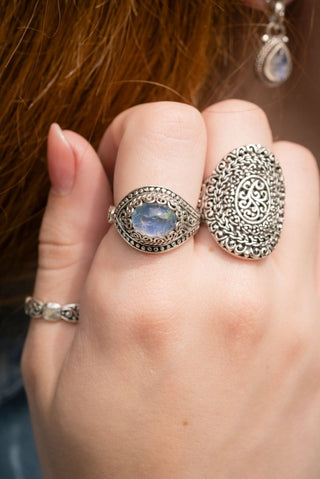 World Breaks, He Mends Ring™ in Rainbow Moonstone - Dinner - only found at SARDA™