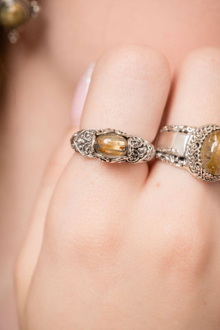 Worlds in His Hands Ring II™ in Copper & Gold Rutilated Quartz - Dinner - only found at SARDA™