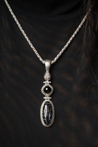 Your Mess, Is His Healing Pendant™ in Black Indonesian Coral & Black Spinel - Multi Stone - only found at SARDA™