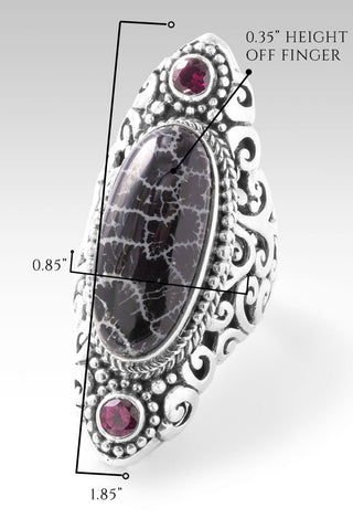 Your Mess, Is His Healing Ring™ in Black Indonesian Coral & Rhodolite Garnet - Statement - only found at SARDA™