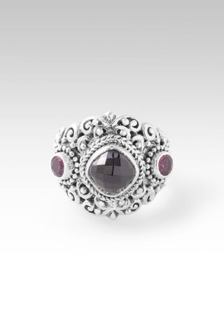 Your Mess, Is His Healing Ring™ in Black Spinel & Rhodolite Garnet - Dinner - only found at SARDA™