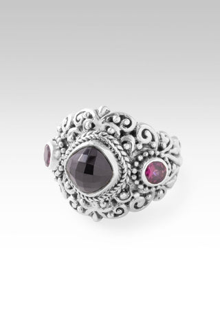 Your Mess, Is His Healing Ring™ in Black Spinel & Rhodolite Garnet - Dinner - only found at SARDA™